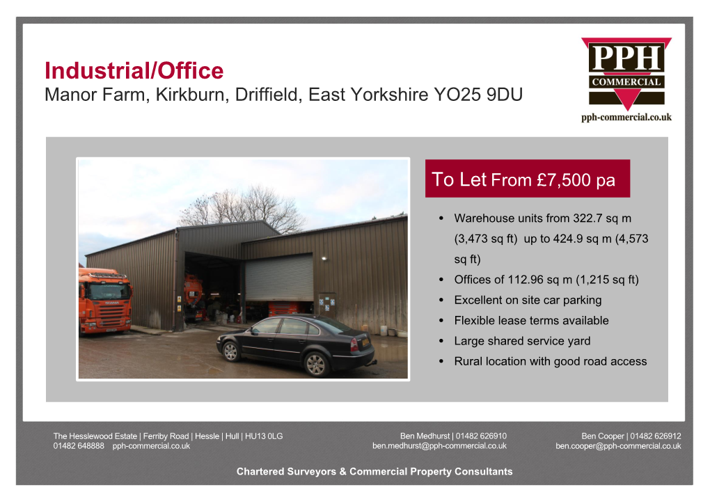 Industrial/Office Manor Farm, Kirkburn, Driffield, East Yorkshire YO25 9DU