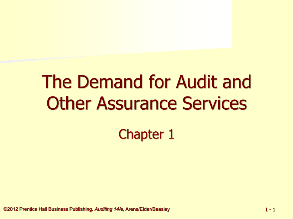 Chapter 1 – the Demand for Audit and Other Assurance Services
