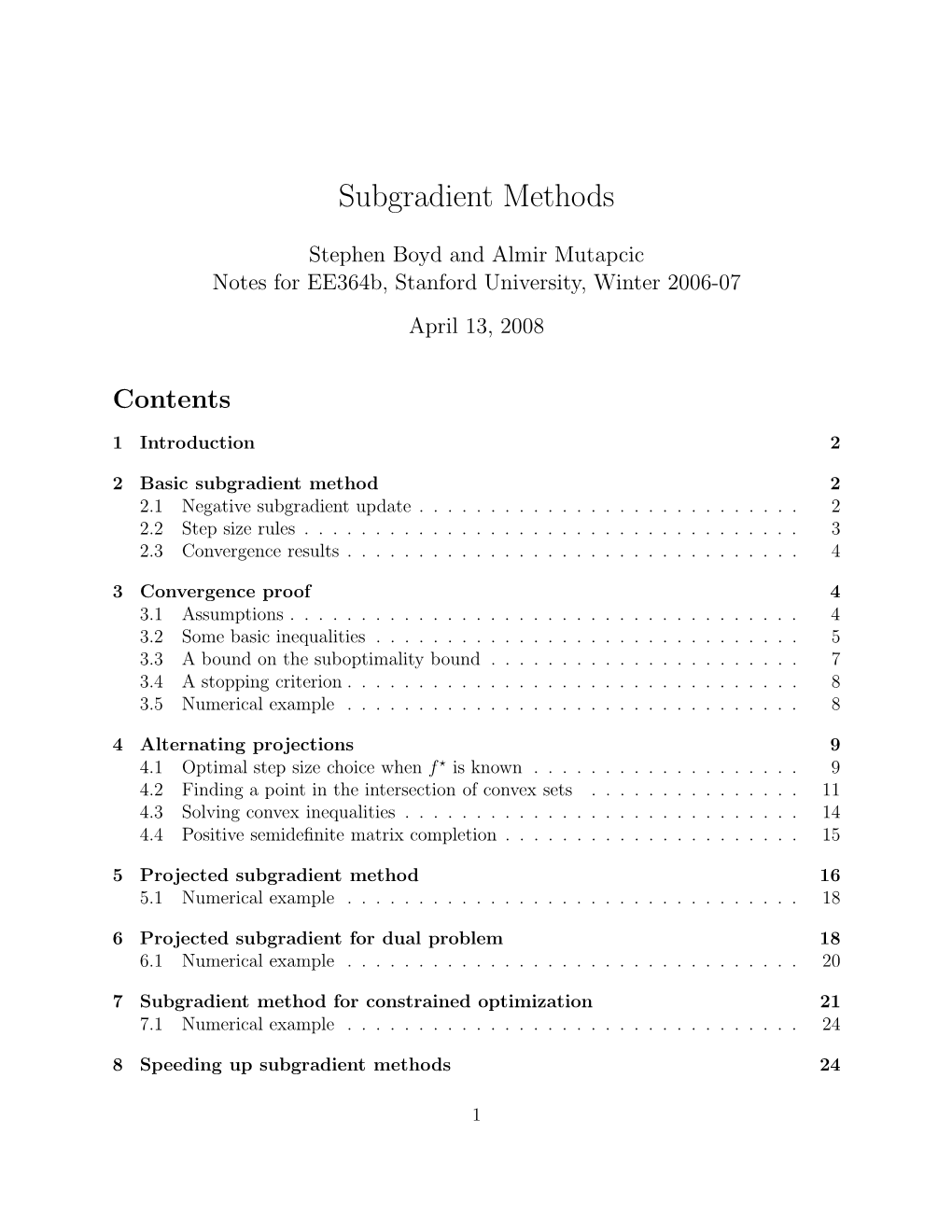 Subgradient Methods