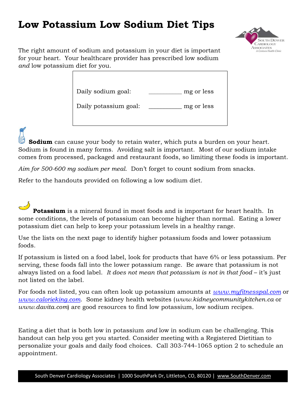 Low Potassium Low Sodium Diet Tips