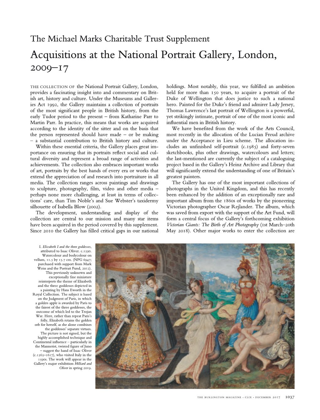 Acquisitions at the National Portrait Gallery, London, 2009–17