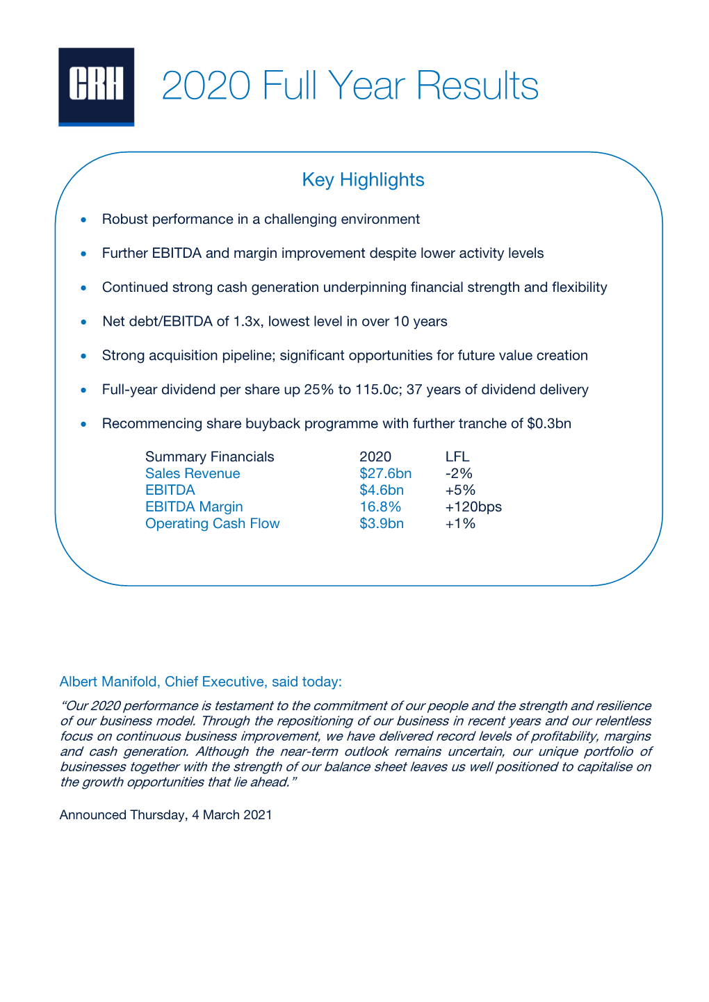 2020 Full Year Results