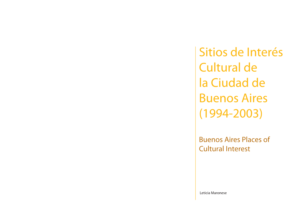 Sitios De Interés Cultural De La Ciudad De Buenos Aires (1994-2003)