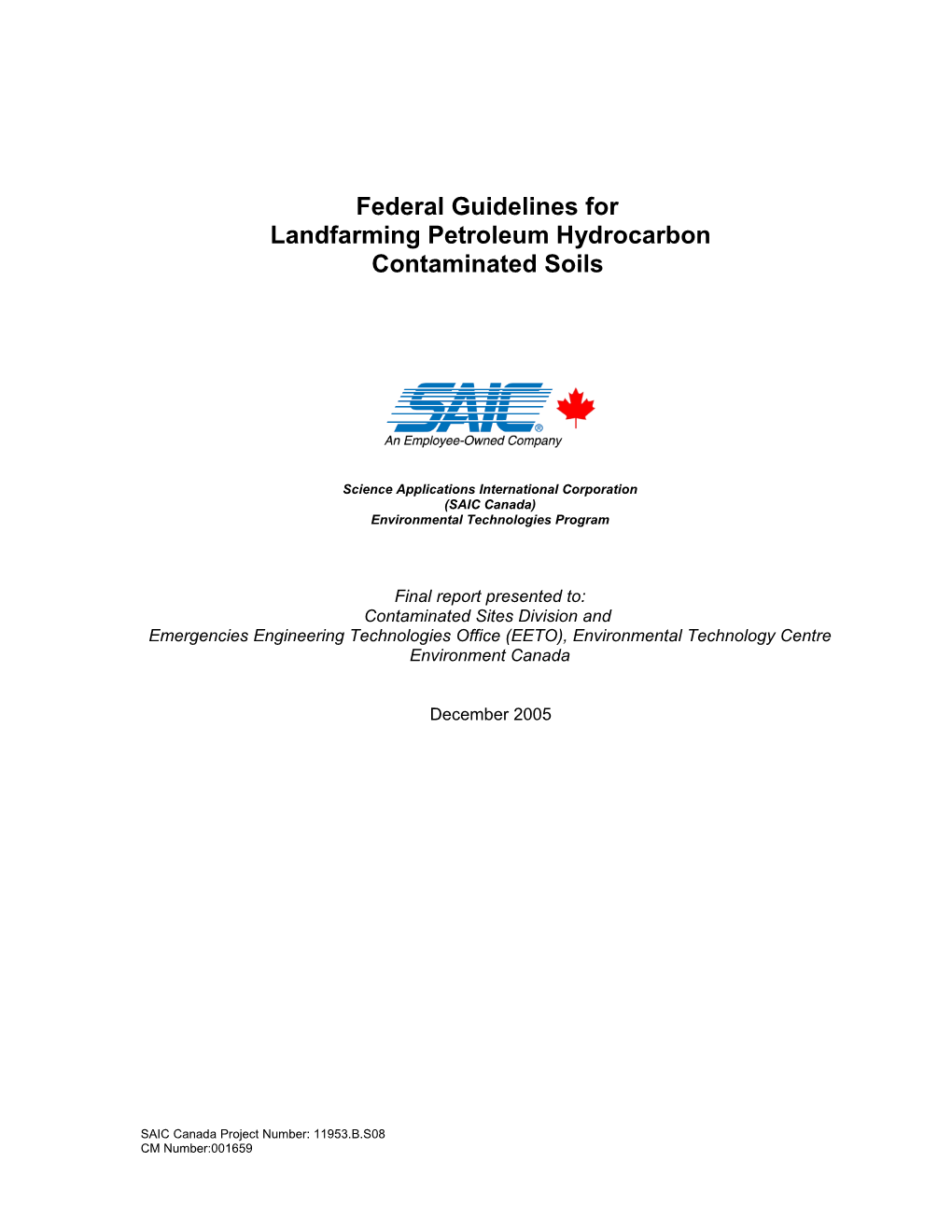 Federal Contaminated Sites Landfarming Guidelines