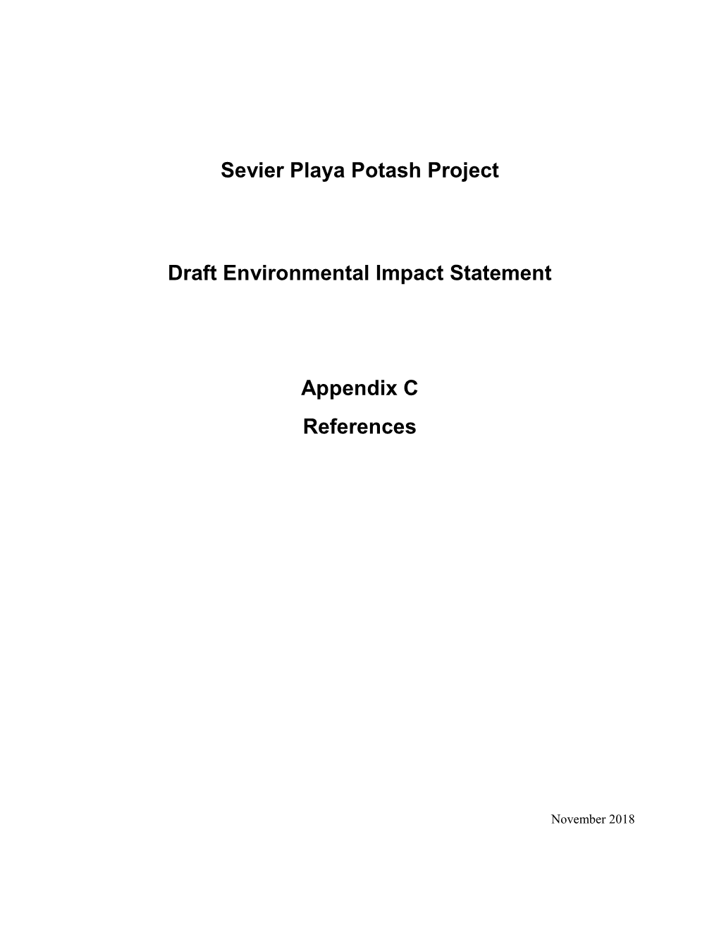 Sevier Playa Potash Project Draft Environmental Impact Statement Appendix C References 1.0 Introduction