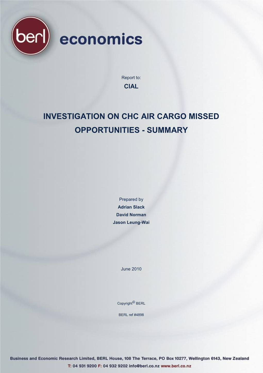 Investigation on Chc Air Cargo Missed Opportunities - Summary