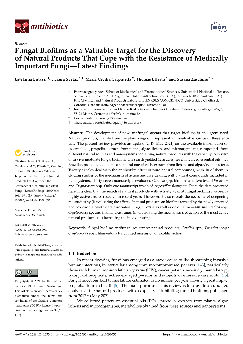 Fungal Biofilms As a Valuable Target for the Discovery of Natural