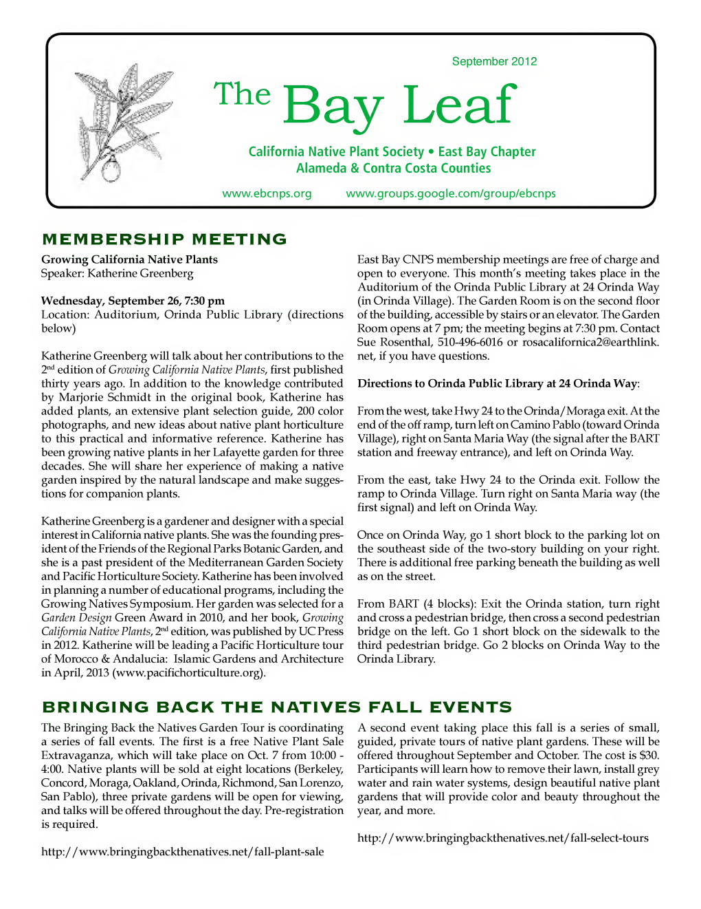 THE BAY LEAF September 2012 Oakland Totaling at Least $500K Annually, $4M in Bond Money Needs for Improving the Zoo