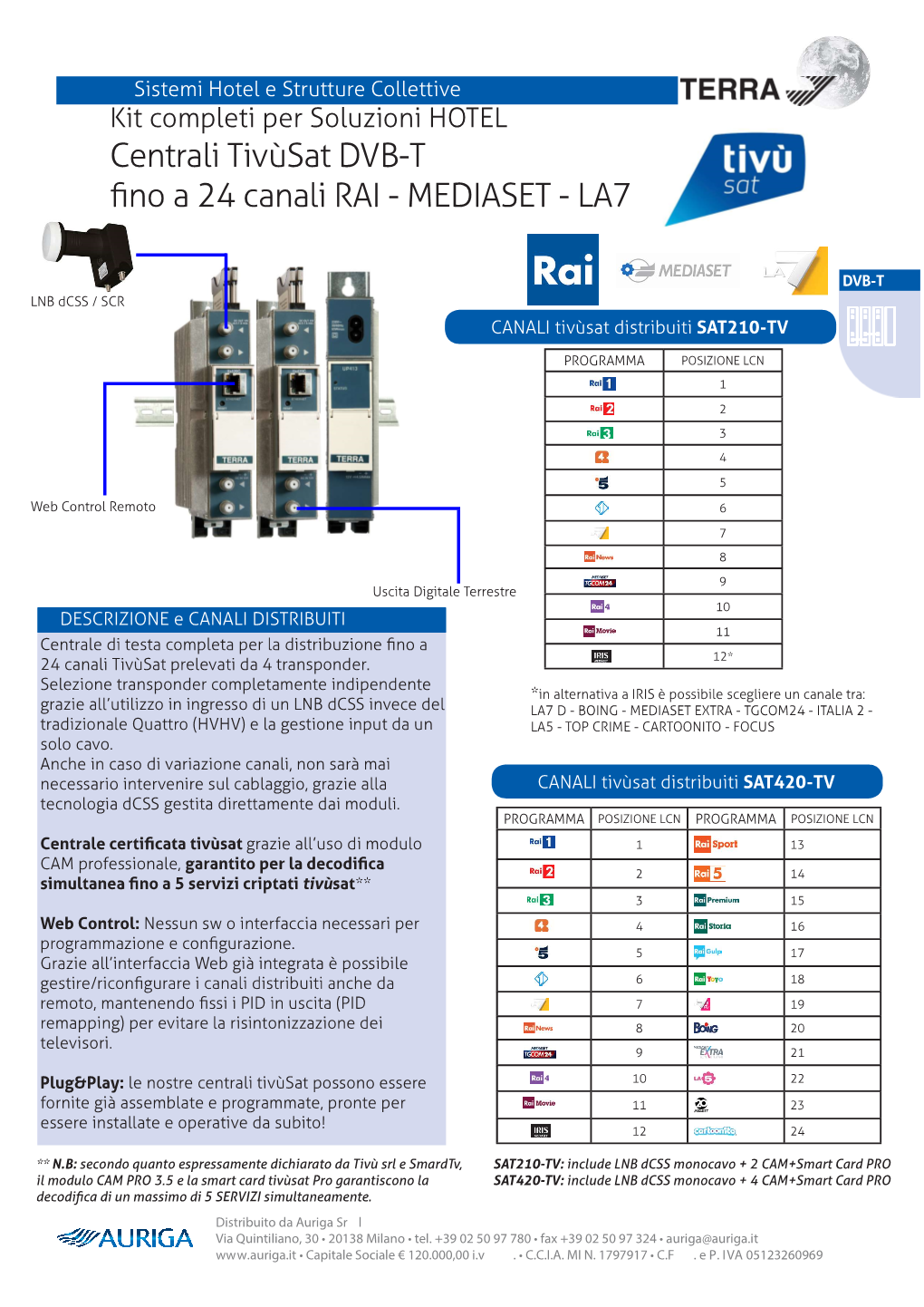 Kit Completi Per Soluzioni HOTEL Centrali Tivùsat DVB-T