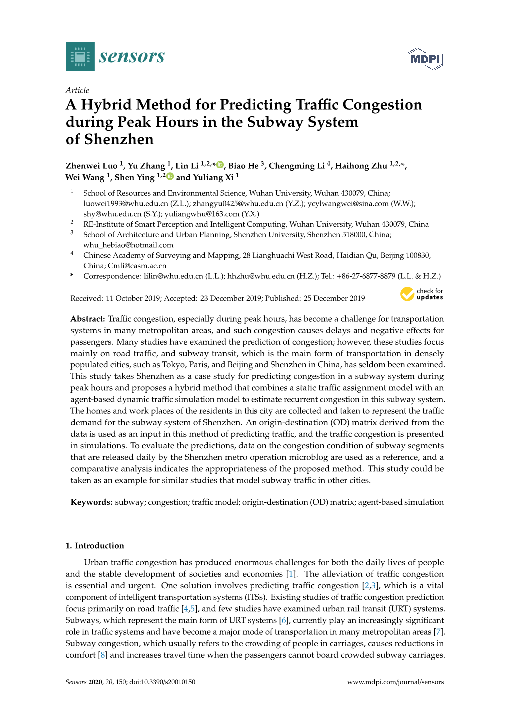 A Hybrid Method for Predicting Traffic Congestion During Peak Hours In