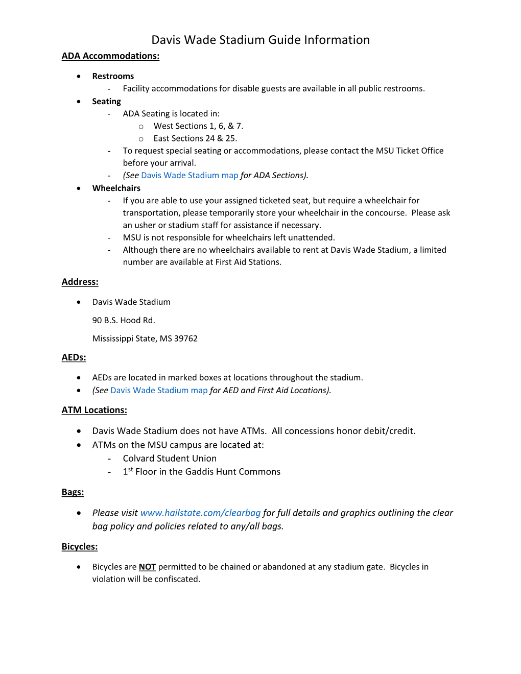 Davis Wade Stadium Guide Information ADA Accommodations