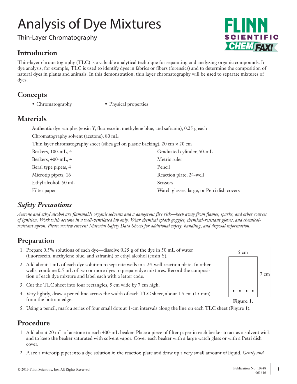 Analysis of Dye Mixtures Thin-Layer Chromatography SCIENTIFIC