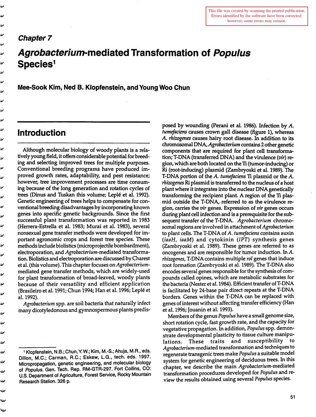 Micropropagation, Genetic Engineering, and Molecular Biology of Populus