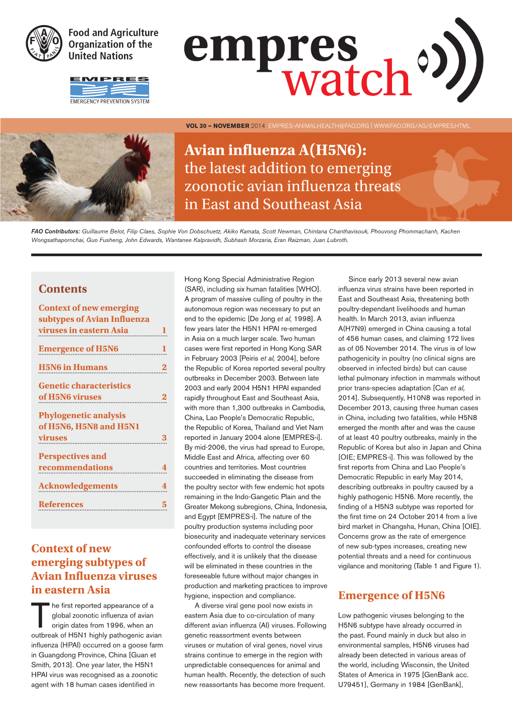 Avian Influenza A(H5N6): the Latest Addition to Emerging Zoonotic Avian Influenza Threatsats in East and Southeast Asia