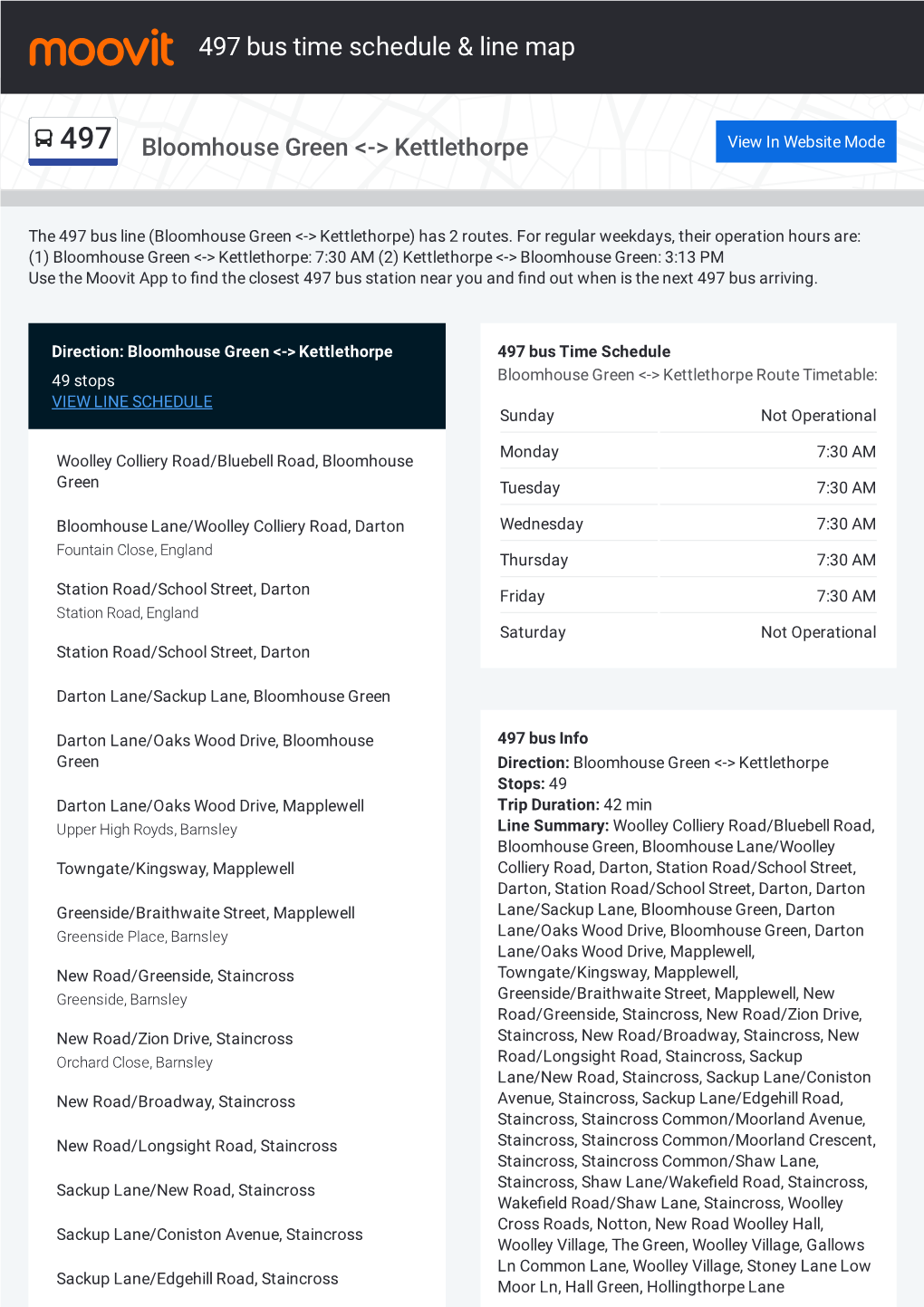 497 Bus Time Schedule & Line Route