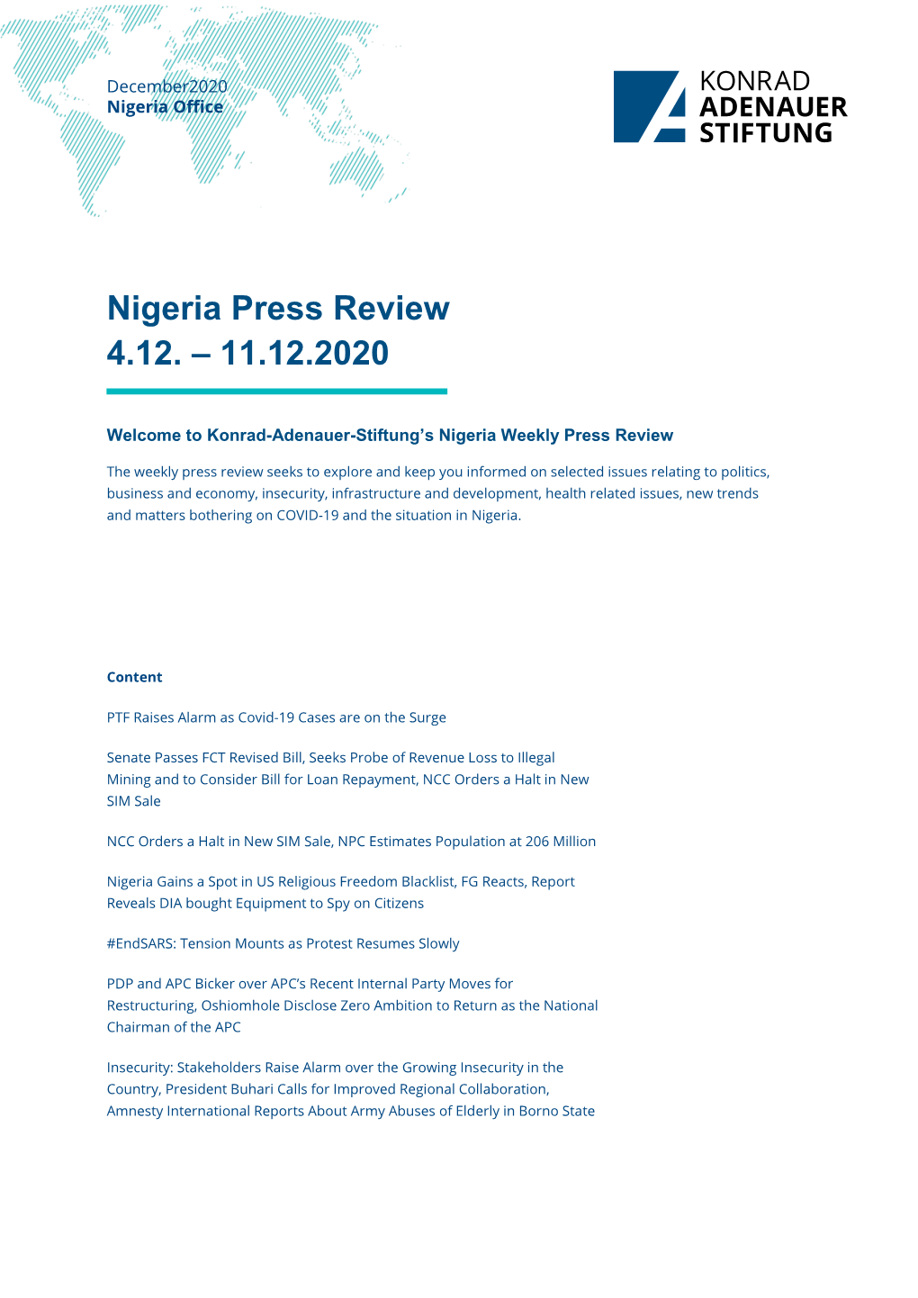 Nigeria Press Review 4.12. – 11.12.2020