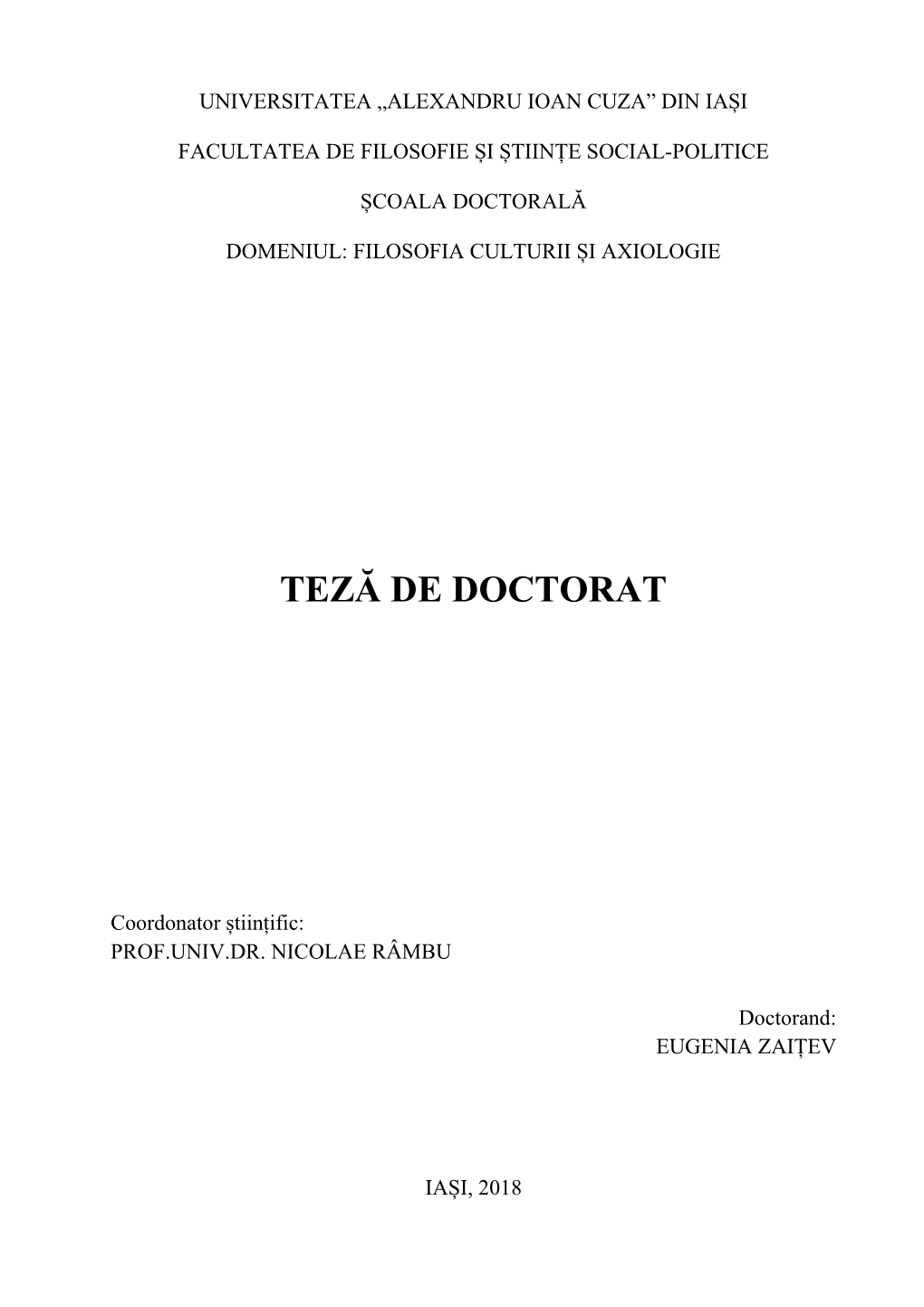 Teză De Doctorat