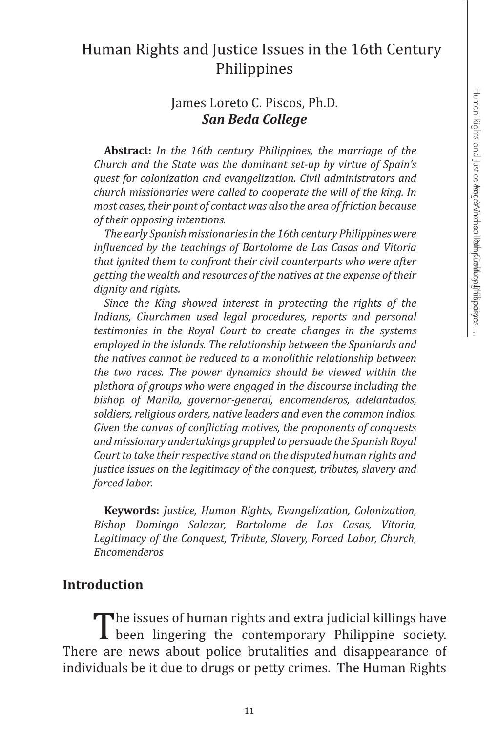 Human Rights and Justice Issues in the 16Th Century Philippines