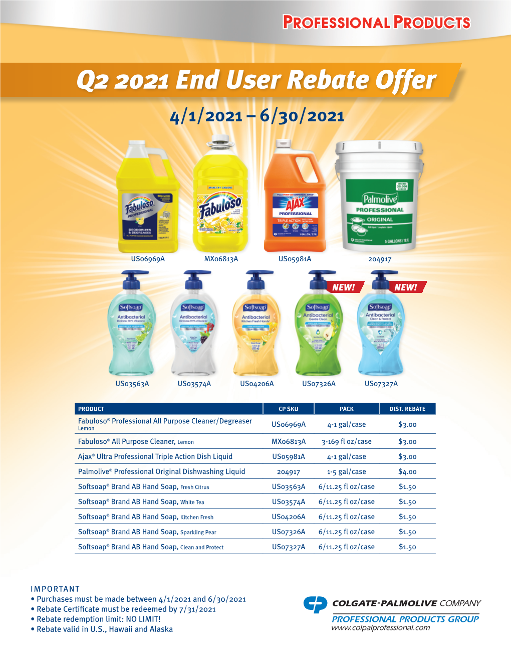 Q2 2021 End User Rebate Offer 4/1/2021 – 6/30/2021