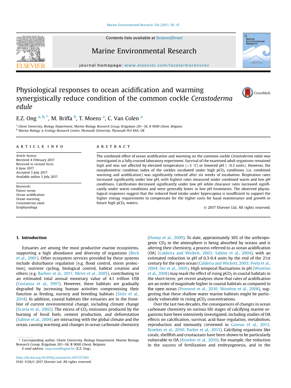 Physiological Responses to Ocean Acidification and Warming