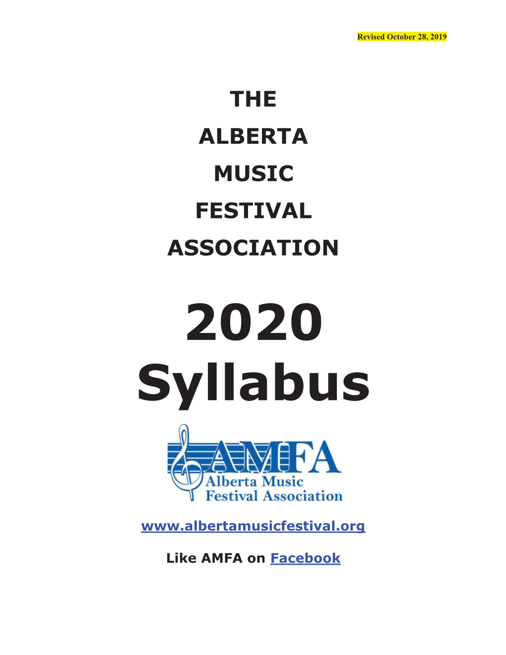 2020 AFMA Syllabus