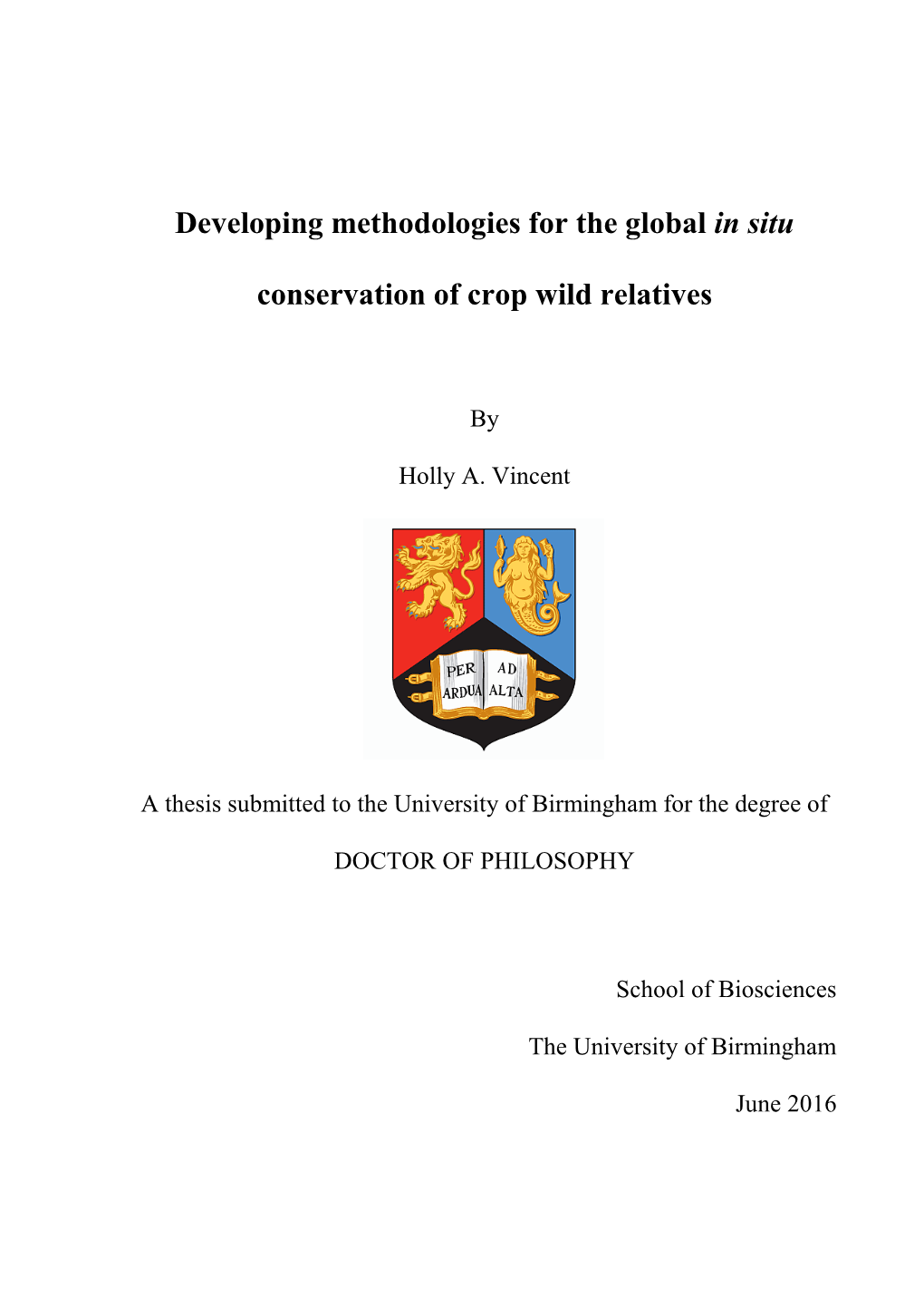 Developing Methodologies for the Global in Situ Conservation of Crop