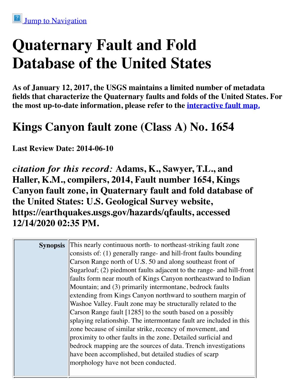 Quaternary Fault and Fold Database of the United States