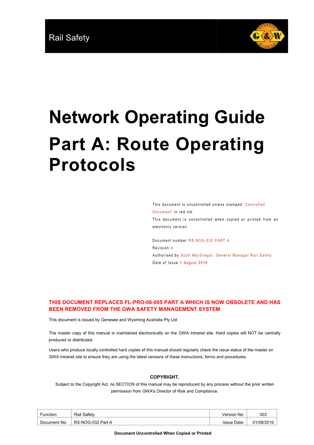 Network Operating Guide Part A: Route Operating Protocols