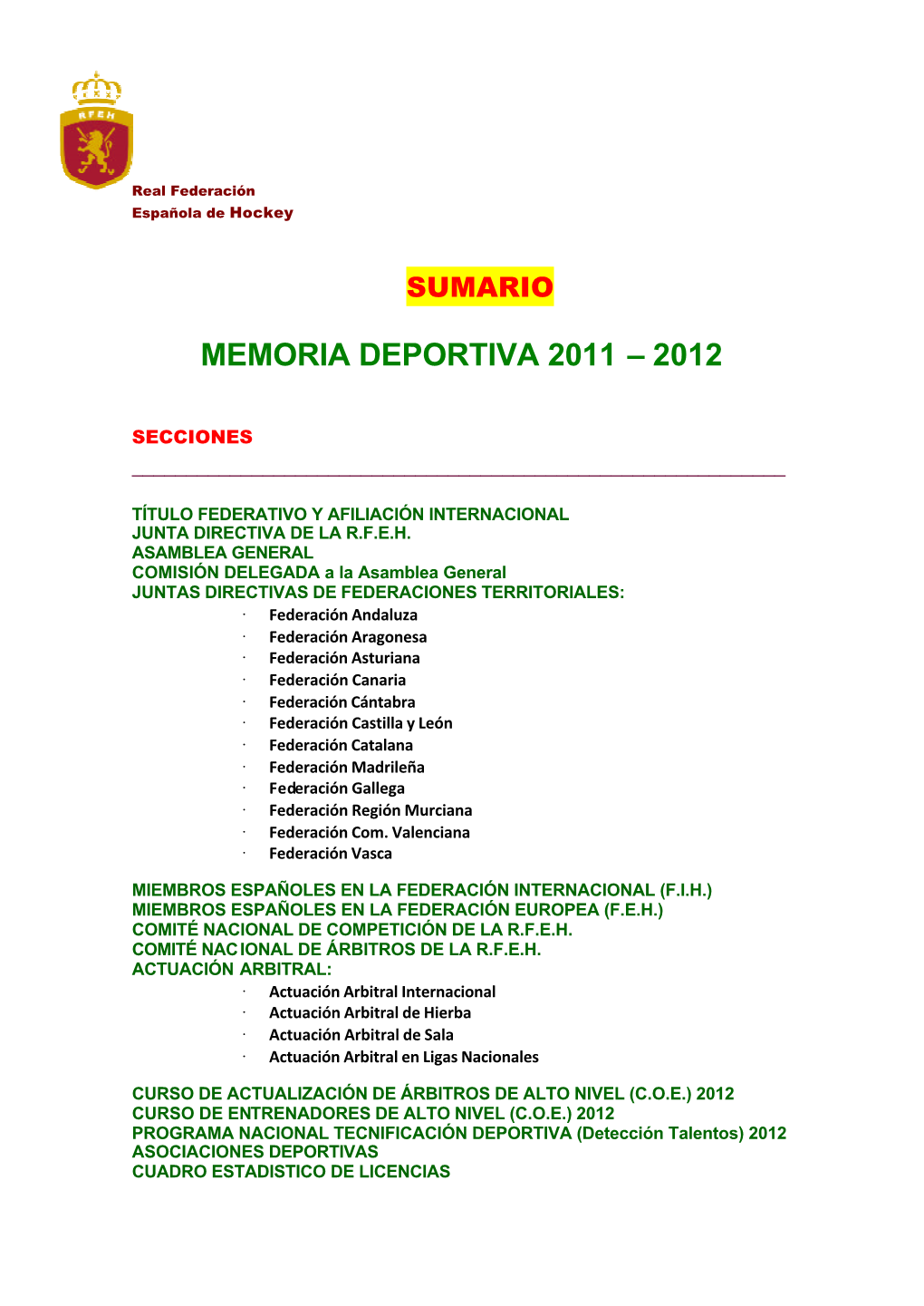 SUMARIO Temp 2011 2012