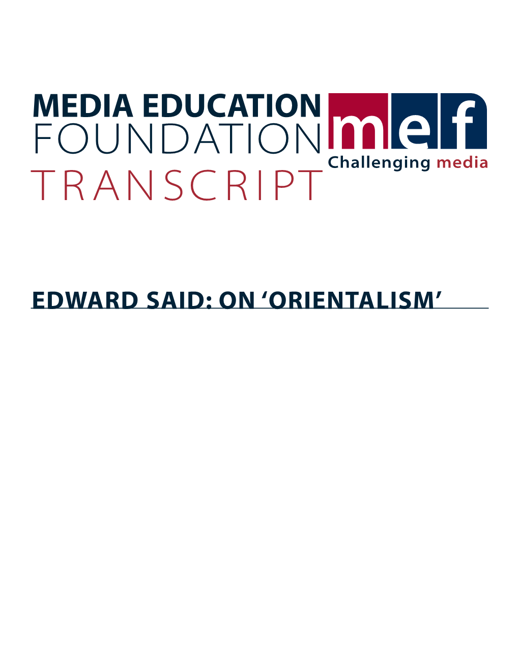 Edward Said: on Orientalism