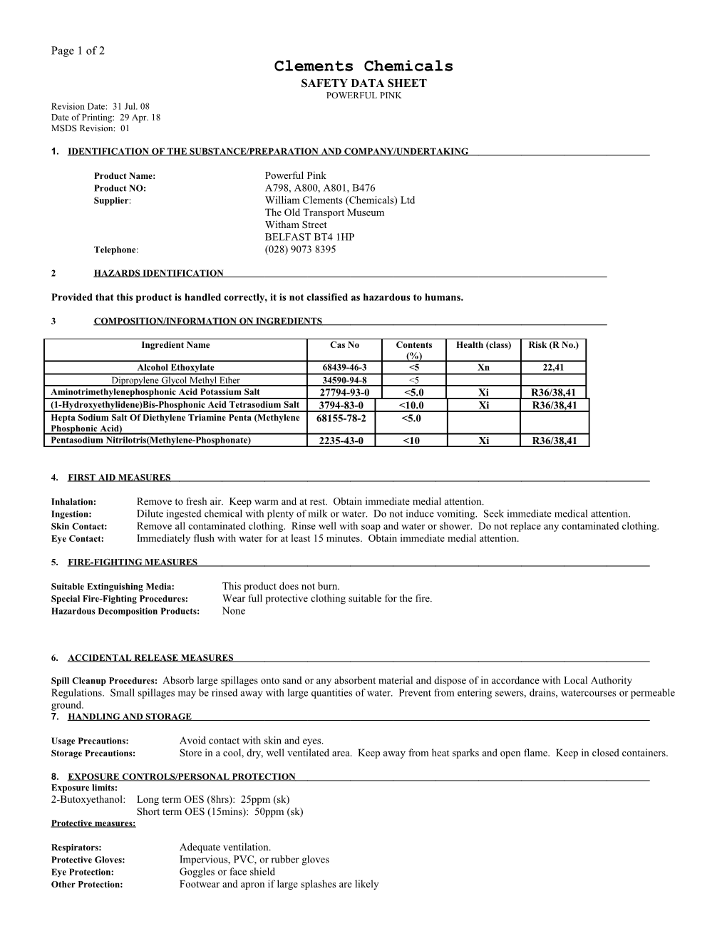 Clements Chemicals