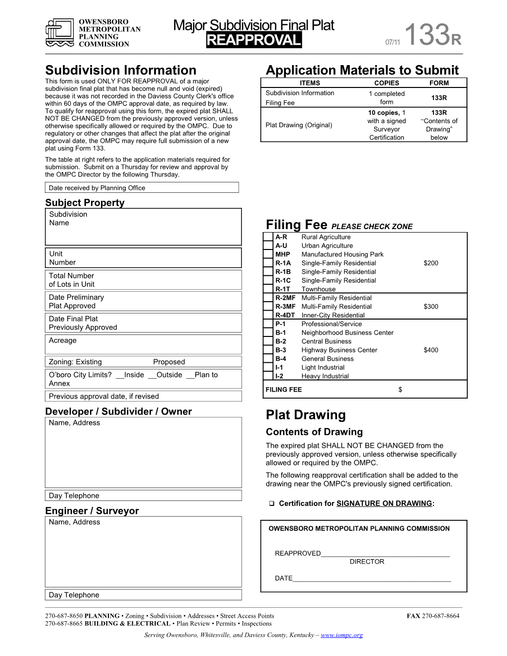 Subdivision Information