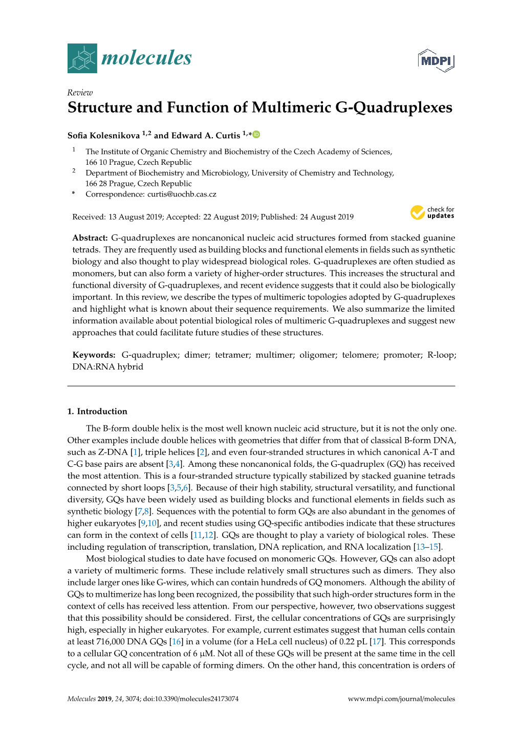 Structure and Function of Multimeric G-Quadruplexes