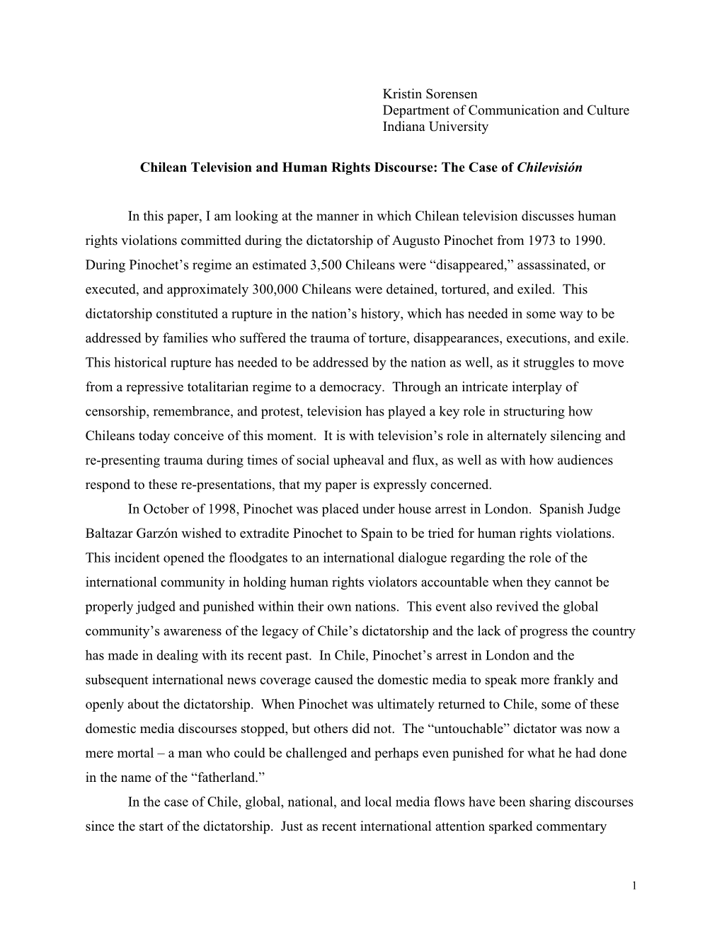 Chilean Media and Discourses of Human Rights