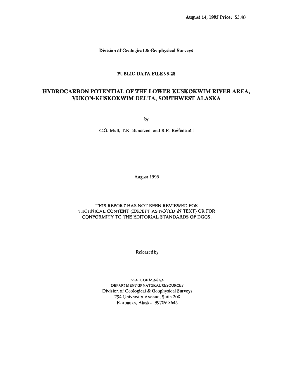 Hydrocarbon Potential of the Lower Kuskokwim River Area, Yukon-Kuskokwim Delta, Southwest Alaska