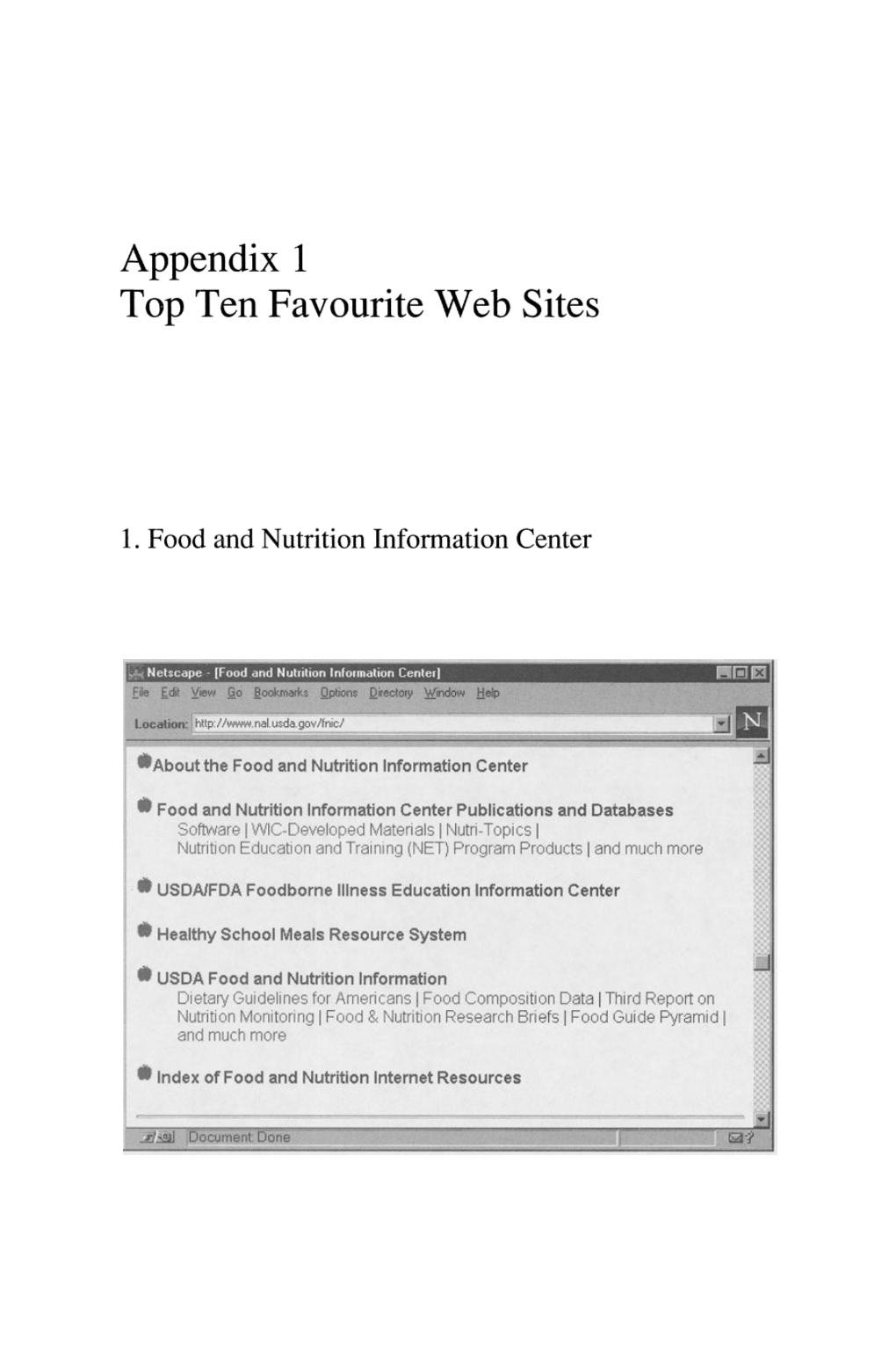 Appendix 1 Top Ten Favourite Web Sites