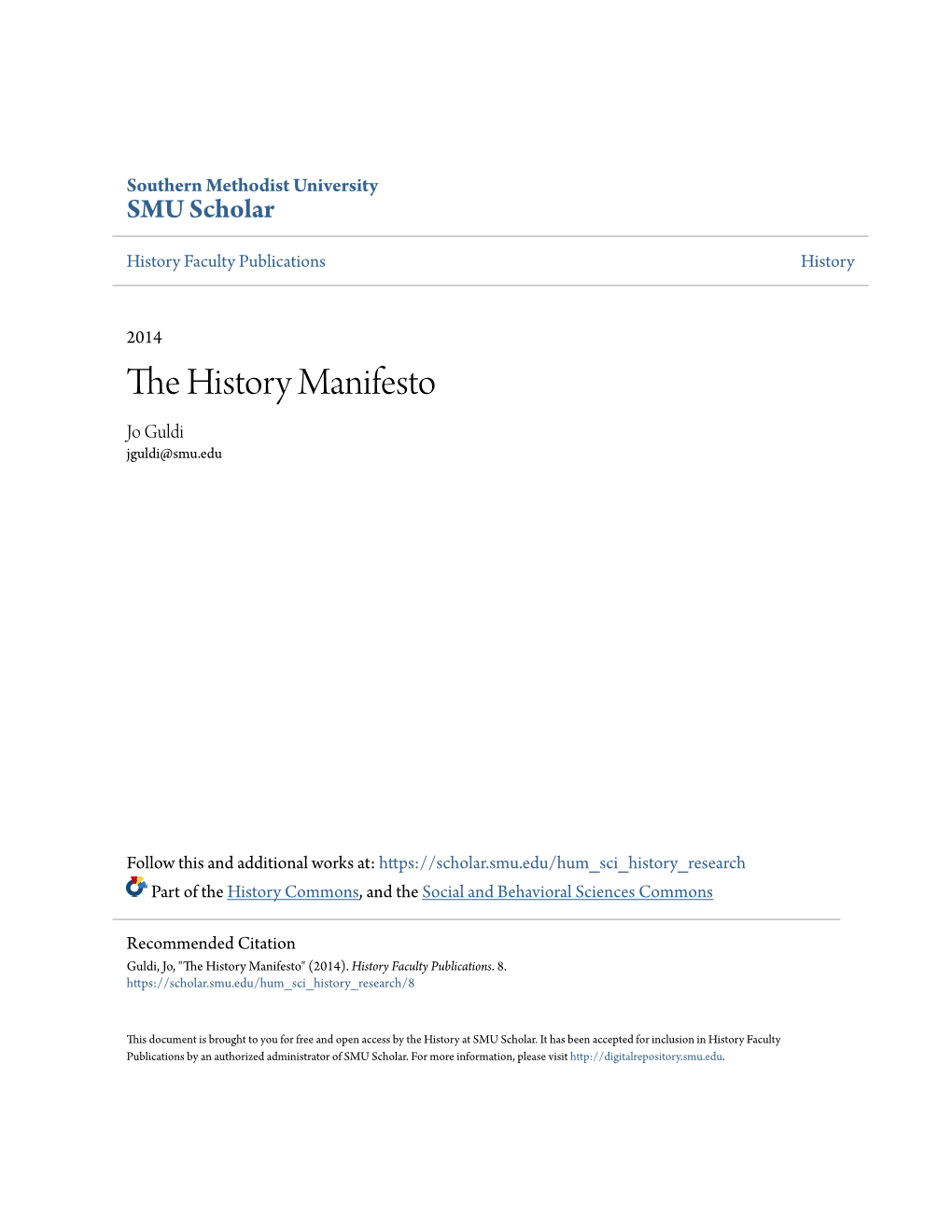 The History Manifesto