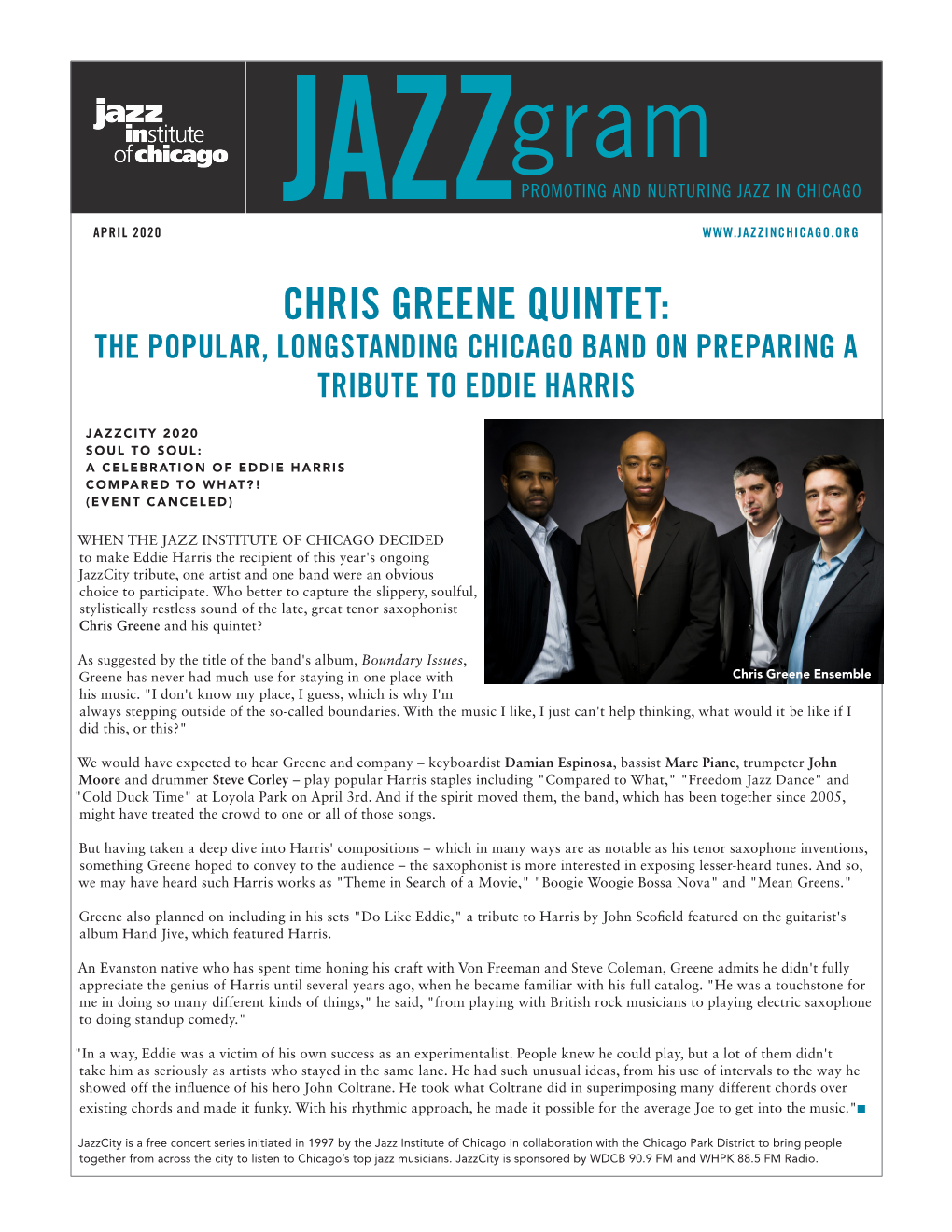 Chris Greene Quintet: the Popular, Longstanding Chicago Band on Preparing a Tribute to Eddie Harris