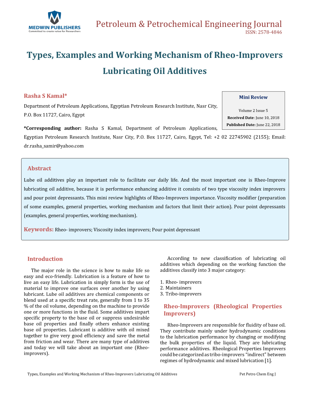 Types, Examples and Working Mechanism of Rheo-Improvers Lubricating Oil Additives