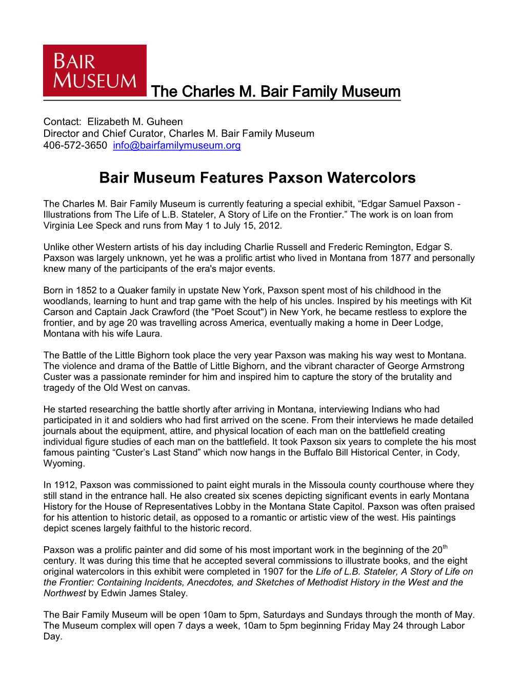 The Charles M. Bair Family Museum Bair Museum Features Paxson