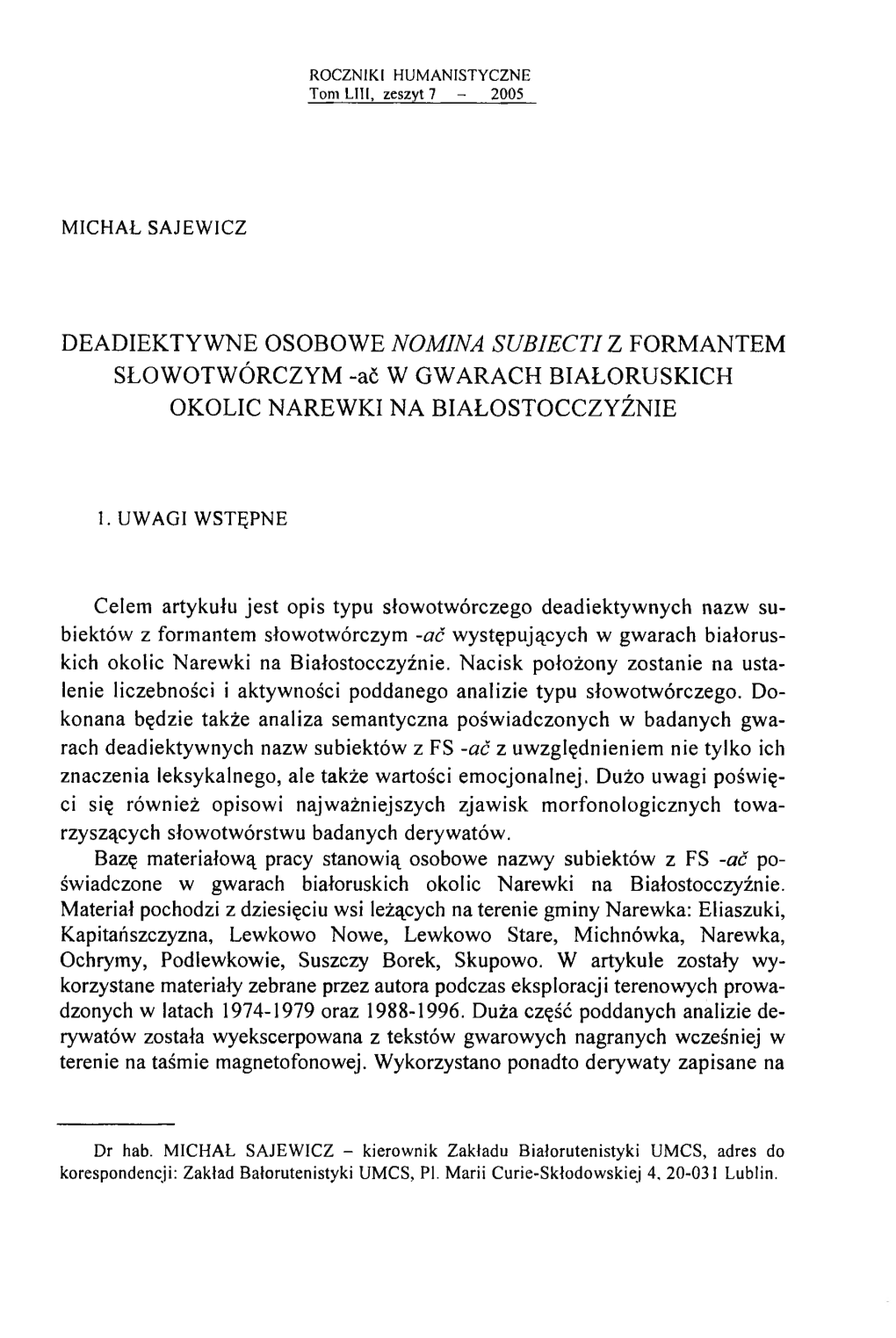 Ač W GWARACH BIAŁORUSKICH OKOLIC NAREWKI NA BIAŁOSTOCCZYŹNIE