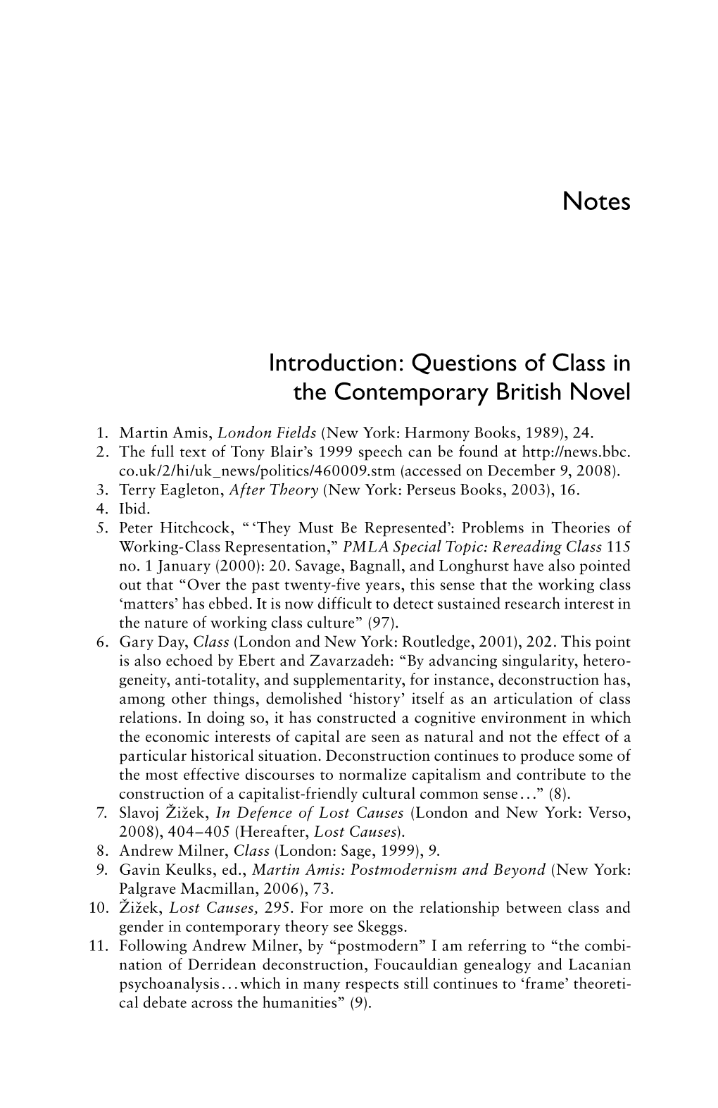 Introduction: Questions of Class in the Contemporary British Novel