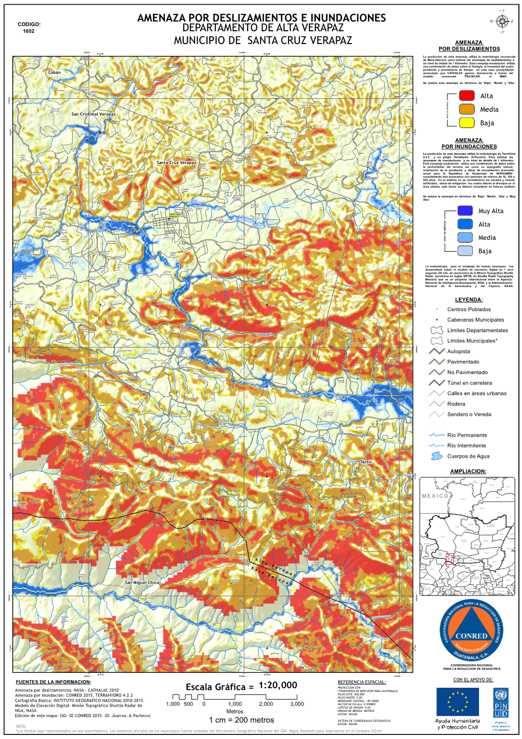 Amenaza Por Deslizamientos E Inundaciones Departamento De Alta Verapaz Municipio De Santa Cruz Verapaz