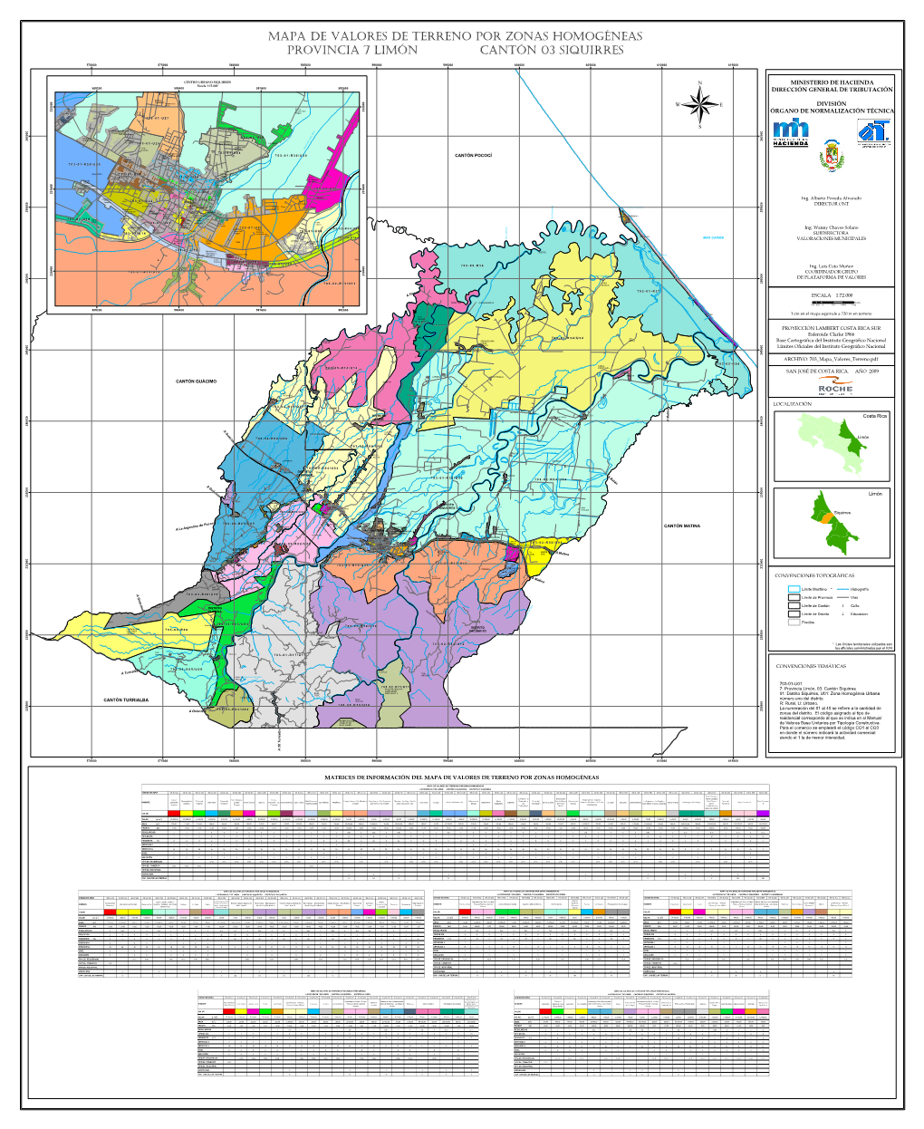 Mapa Del Cantón Siquirres 03, Distrito 01 a 08