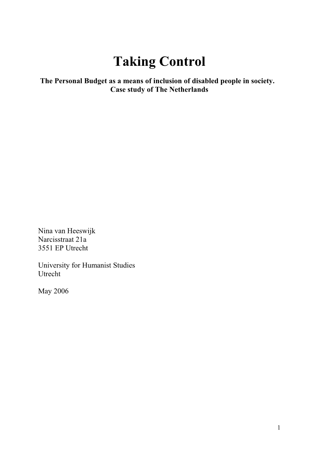 The Personal Budget As a Means of Inclusion of Disabled People in Society