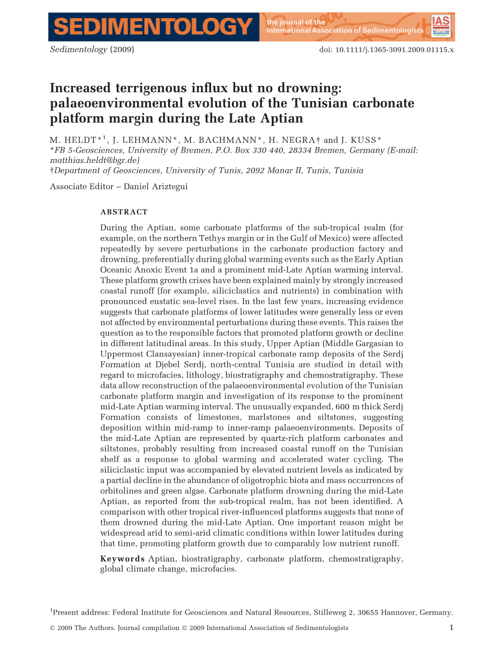 Palaeoenvironmental Evolution of the Tunisian Carbonate Platform Margin During the Late Aptian