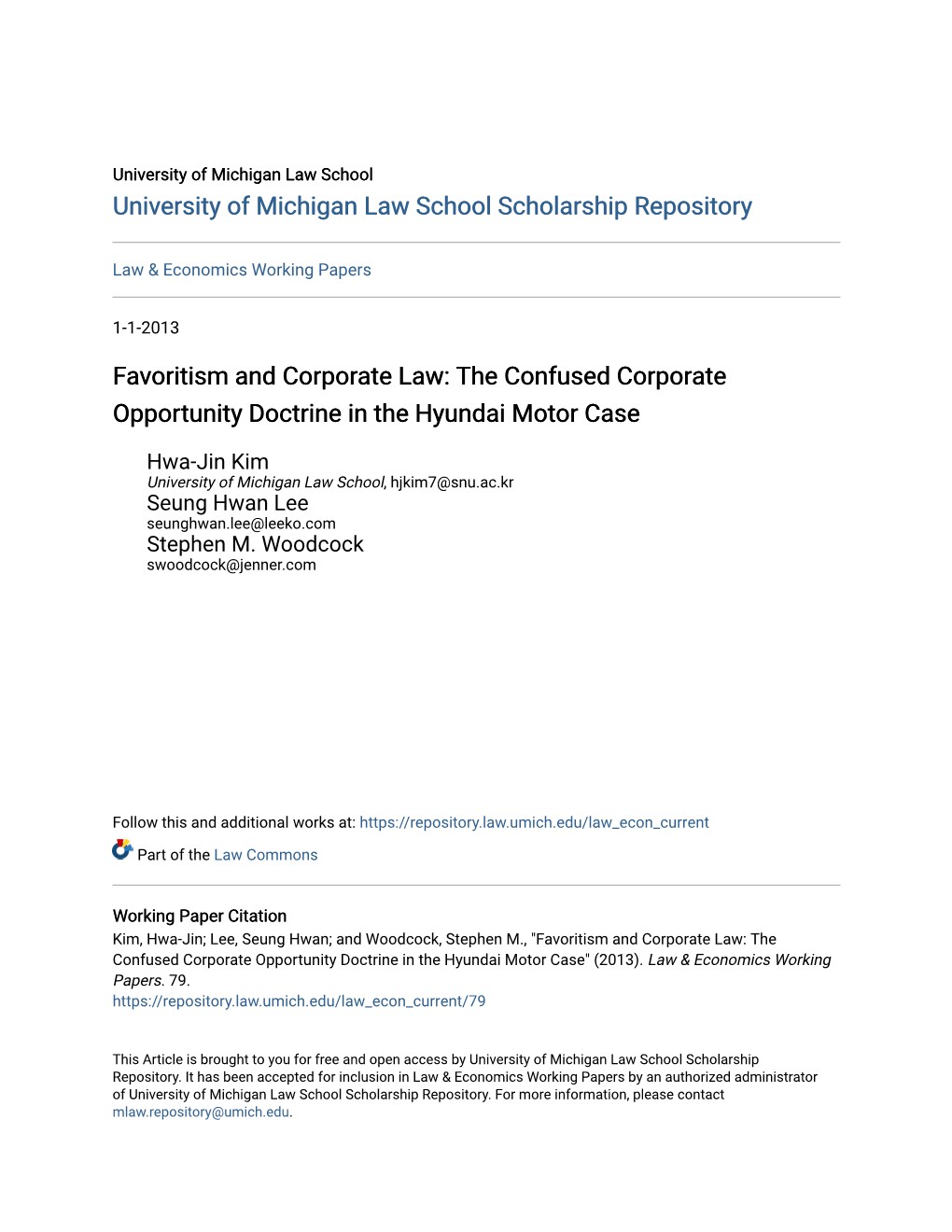 The Confused Corporate Opportunity Doctrine in the Hyundai Motor Case
