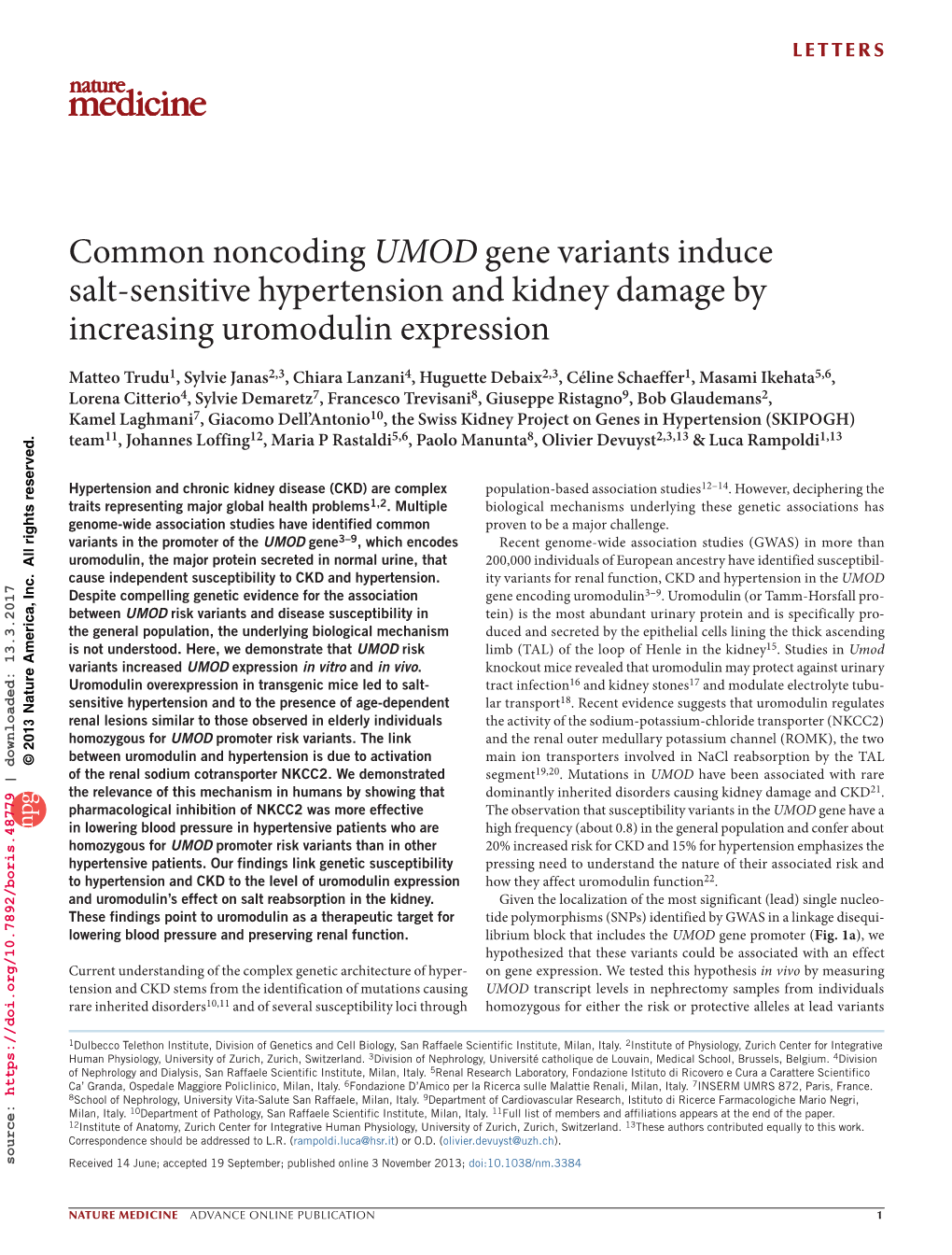 Common Noncoding UMOD Gene Variants Induce Salt