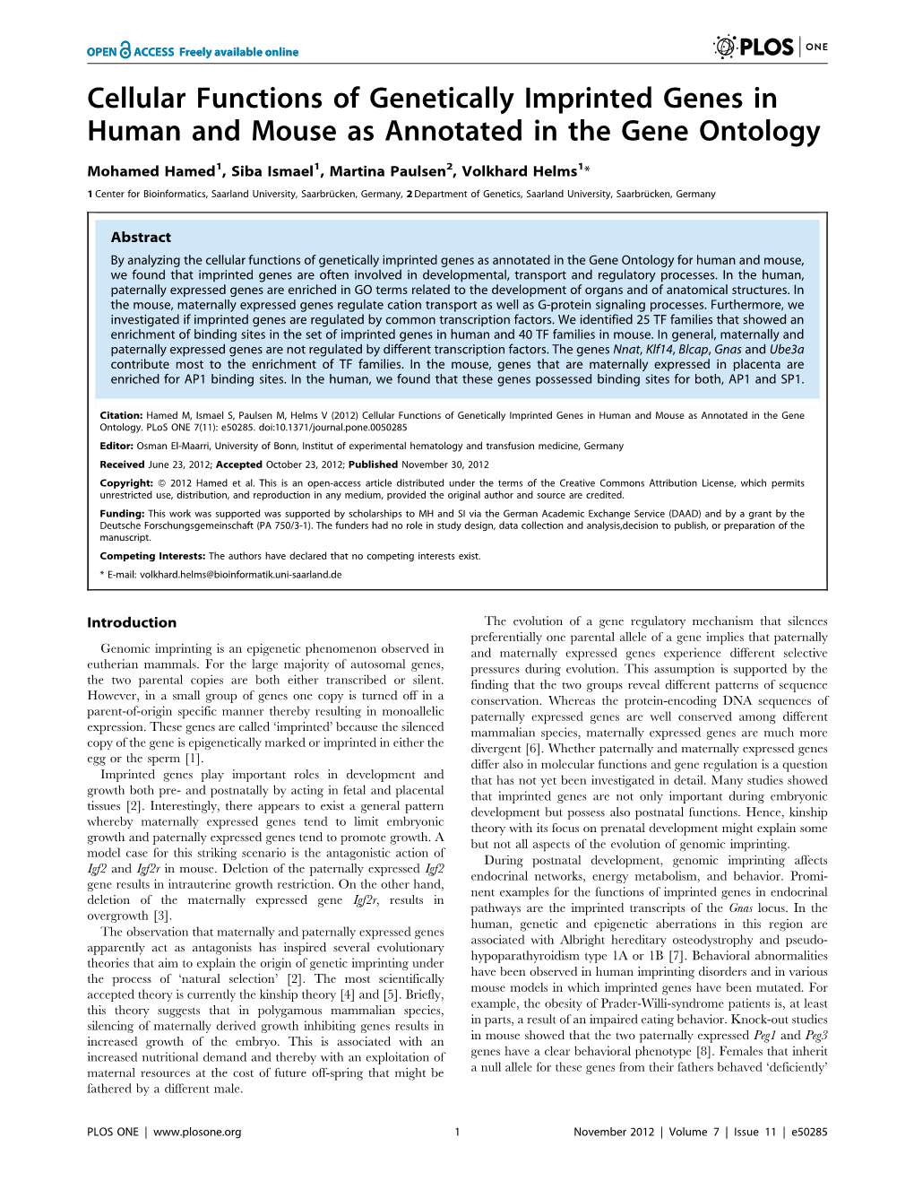 Cellular Functions of Genetically Imprinted Genes in Human and Mouse As Annotated in the Gene Ontology