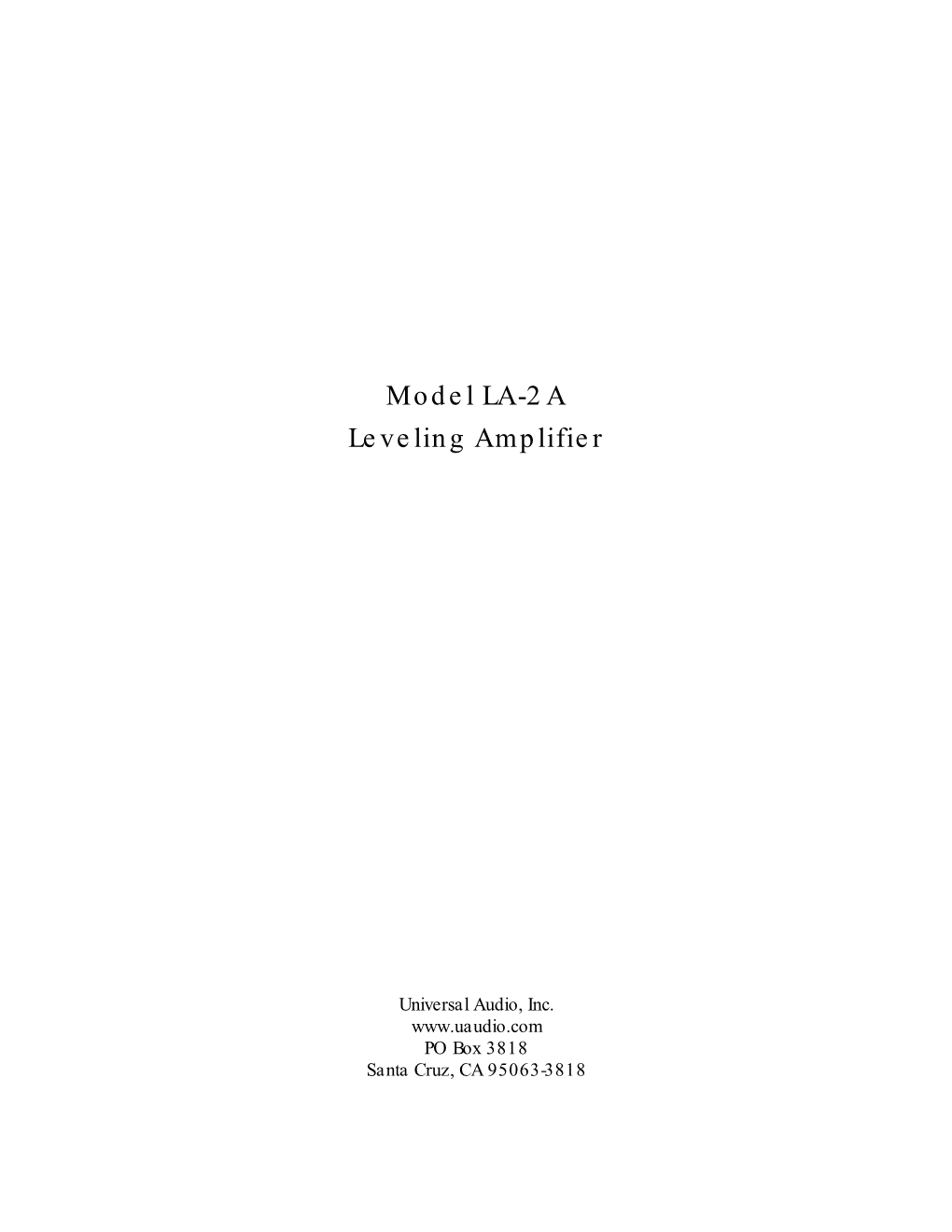 Model LA-2A Leveling Amplifier